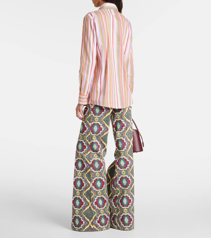 Etro Striped Jacquard Cotton Shirt In Multicoloured