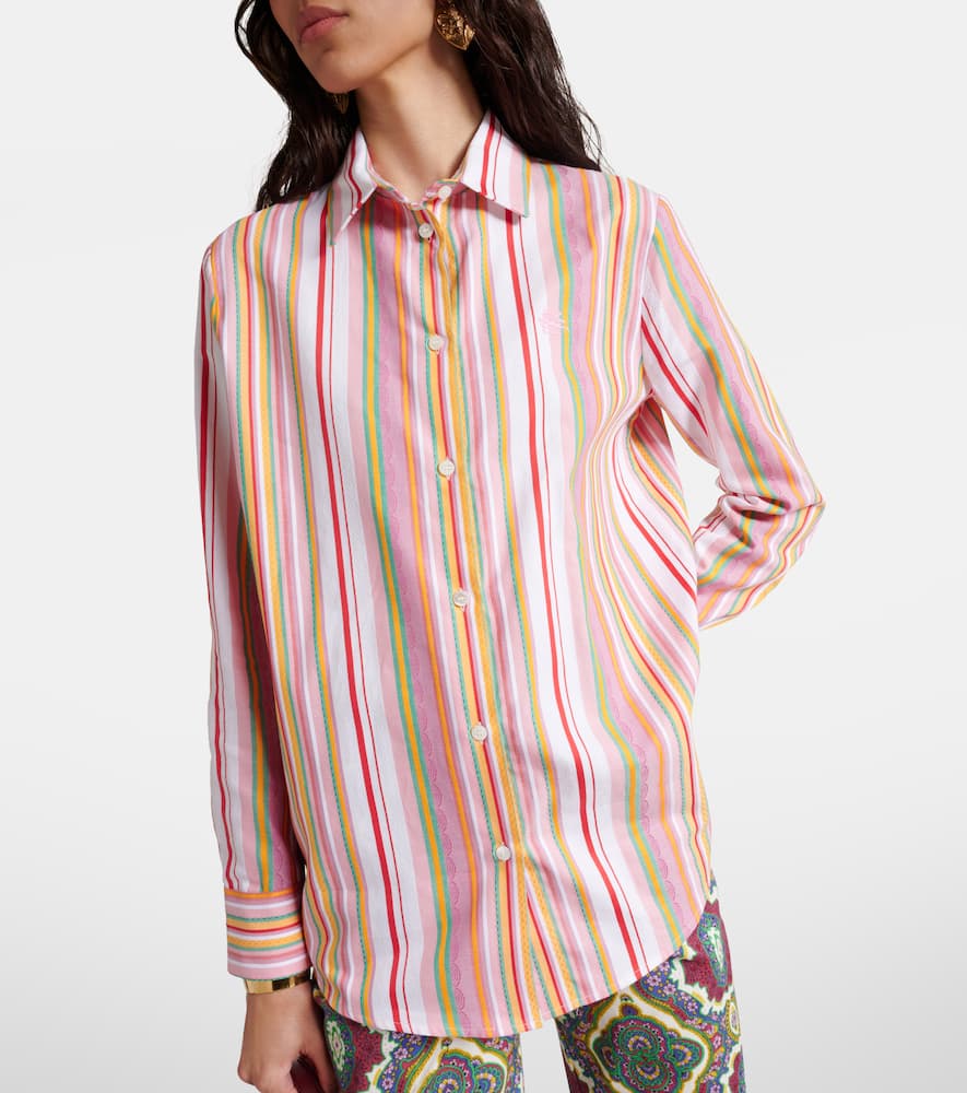 Etro Striped Jacquard Cotton Shirt In Multicoloured