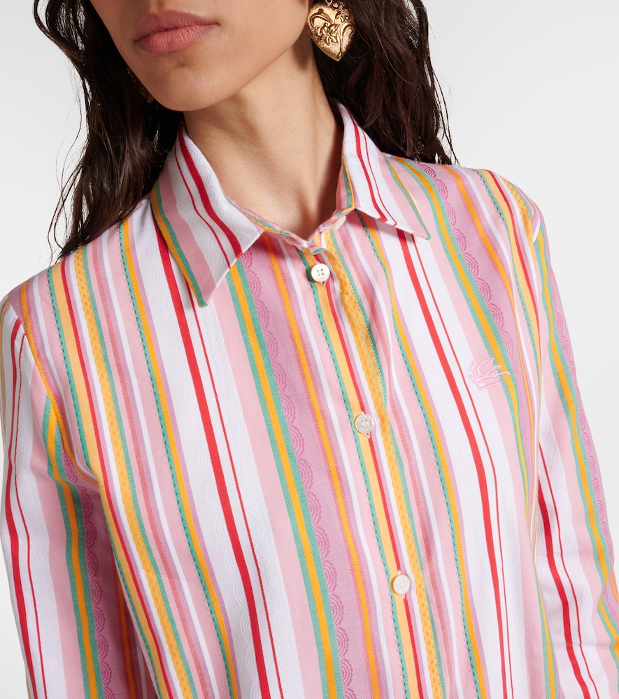 Etro Striped Jacquard Cotton Shirt In Multicoloured