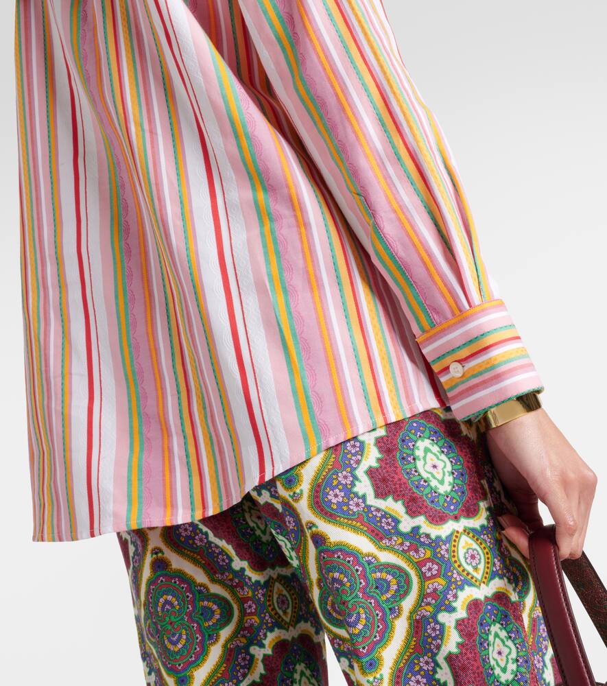 Etro Striped Jacquard Cotton Shirt In Multicoloured