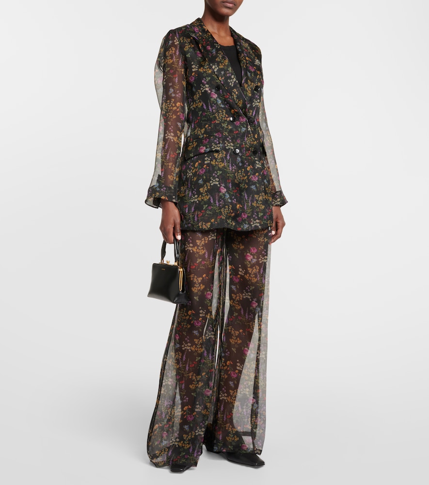 Max Mara Jabot floral silk organza blouse