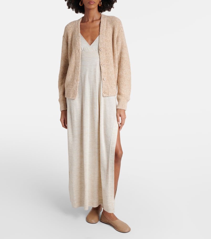 Shop Loro Piana Silk, Cashmere, And Linen Cardigan In Beige