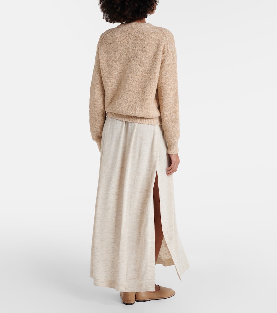 Shop Loro Piana Silk, Cashmere, And Linen Cardigan In Beige