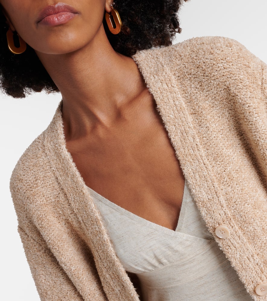 Shop Loro Piana Silk, Cashmere, And Linen Cardigan In Beige