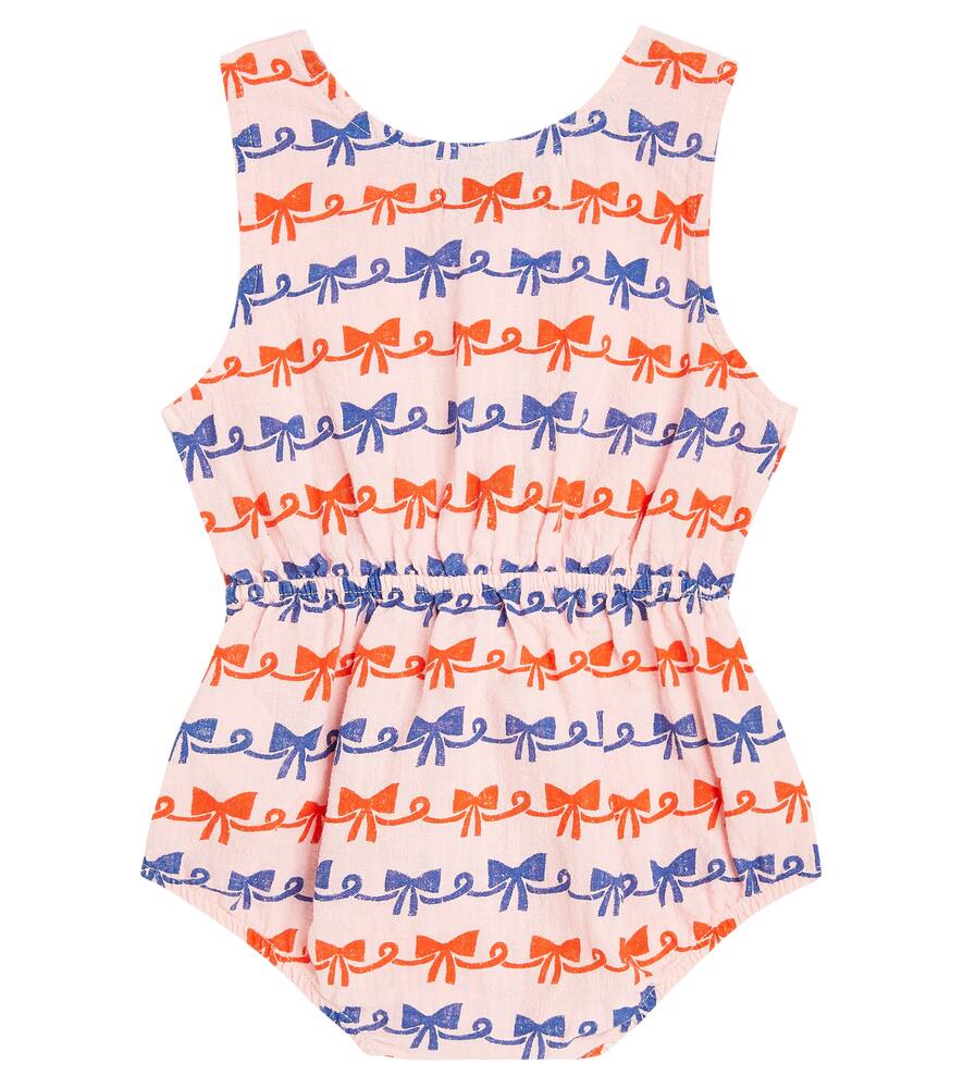 Bobo Choses Baby Ribbon Bow Cotton Playsuit In Pink