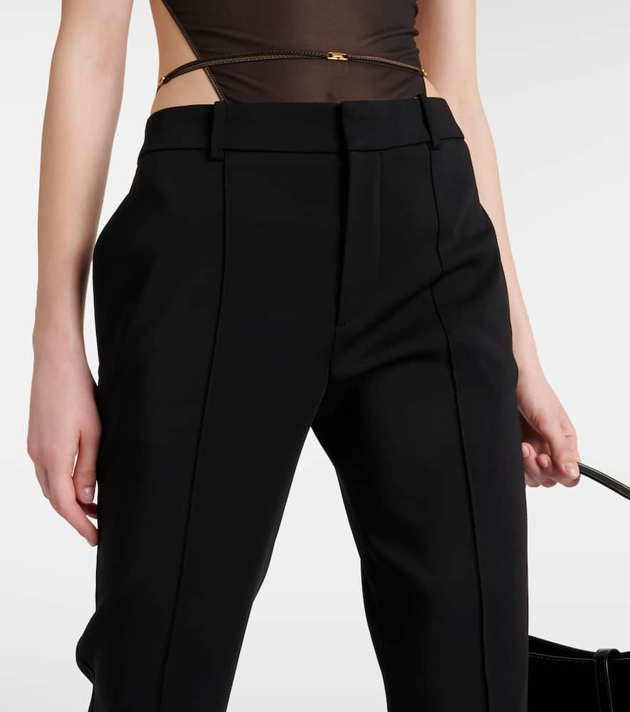 Shop Saint Laurent Low-rise Gabardine Straight Pants In Black