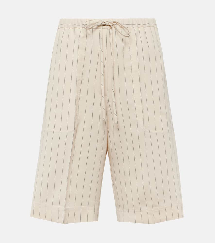 Shop Totême Pinstripe Twill Shorts In White