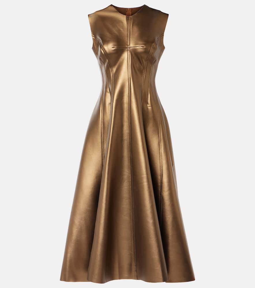 Faux leather midi dress