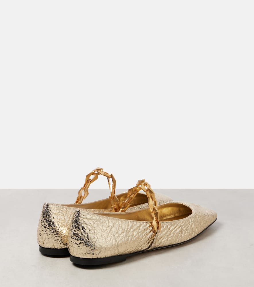 Jimmy Choo Diamond Tilda Metallic Leather Ballet Flats In Gold