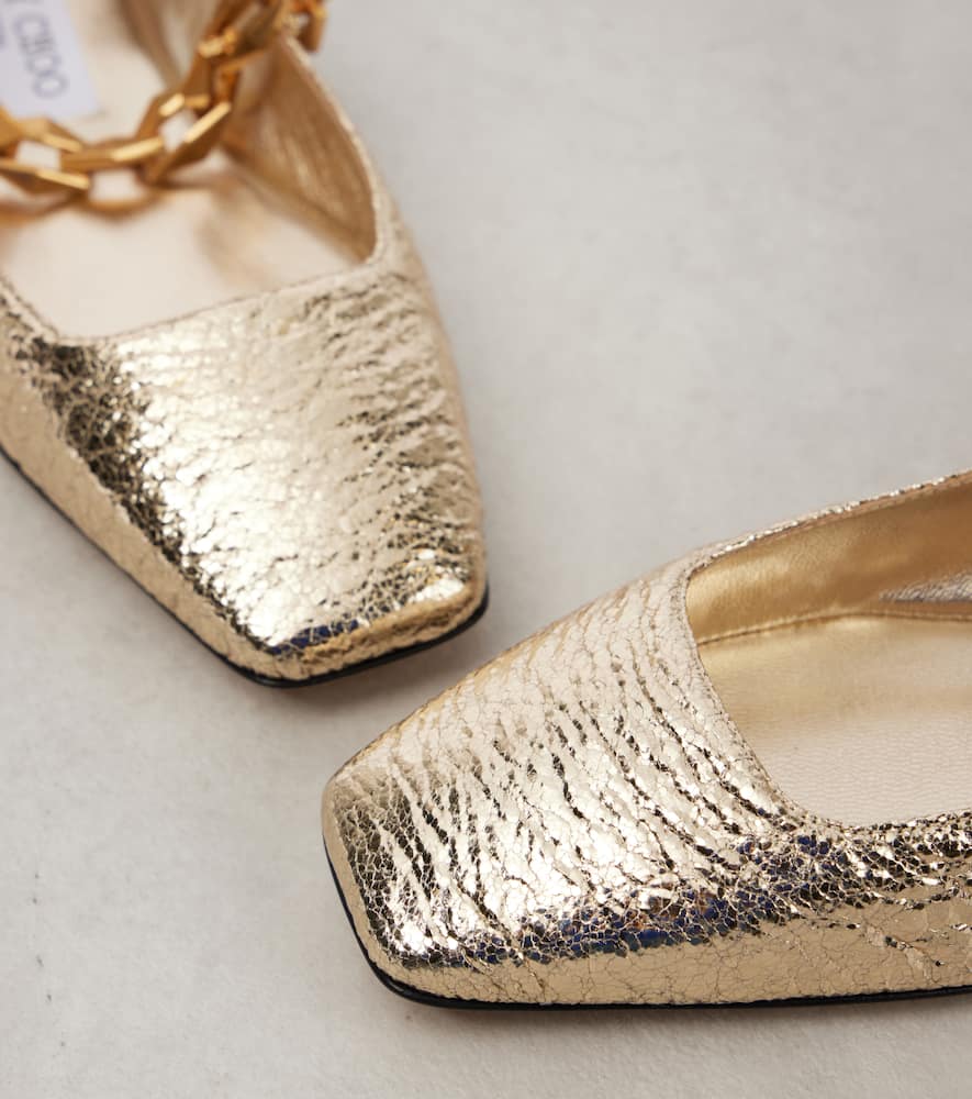 Jimmy Choo Diamond Tilda Metallic Leather Ballet Flats In Gold