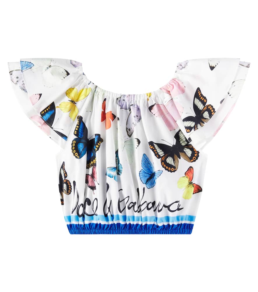Dolce & Gabbana Bedrucktes Top Aus Baumwollpopeline In Multicolor