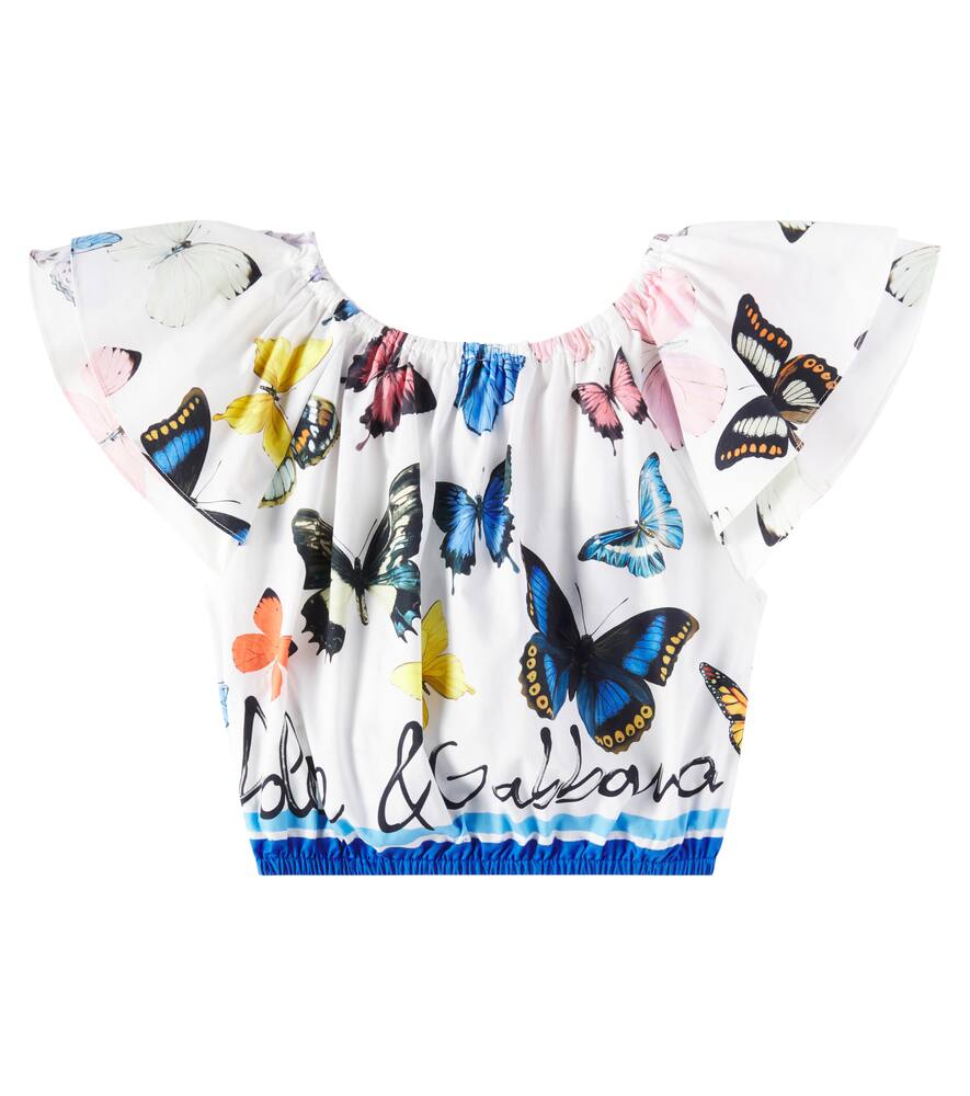 Dolce & Gabbana Bedrucktes Top Aus Baumwollpopeline In Multicolor