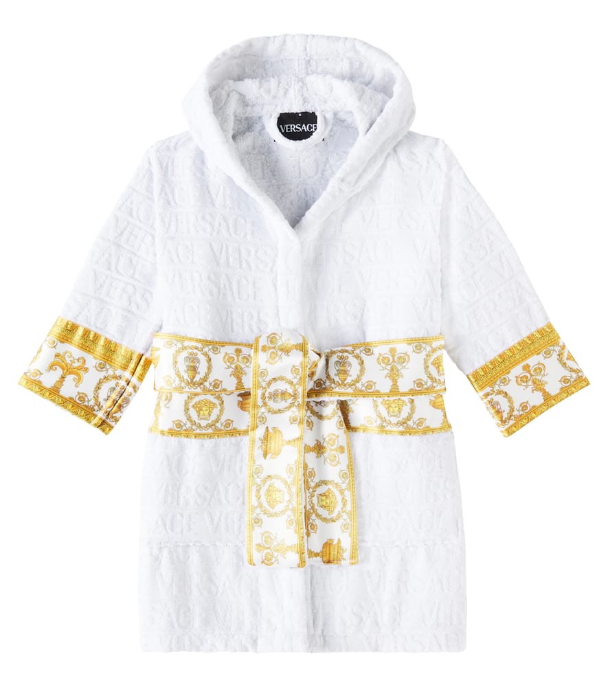 Versace Short Cotton Bathrobe In White