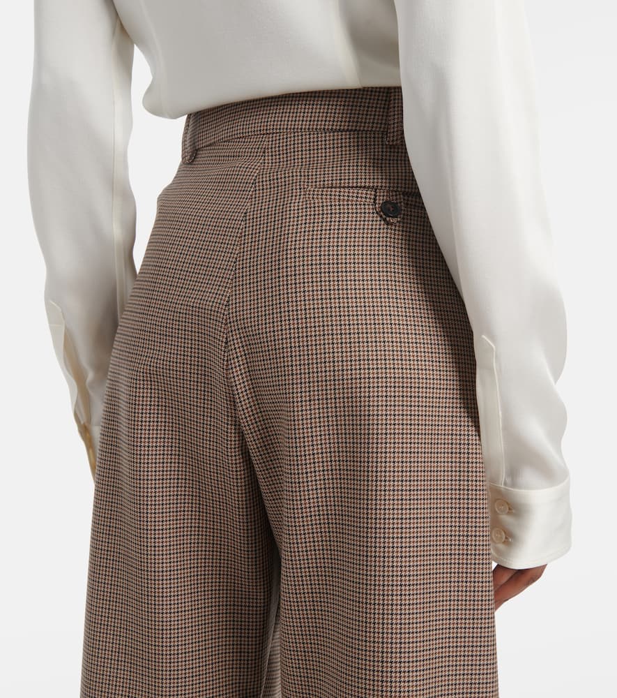 Stella Mccartney Houndstooth Cropped Wool Wide-leg Pants In Brown