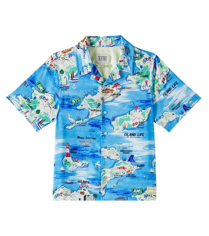Scotch & Soda Bedrucktes Hemd Aus Jersey In Blau