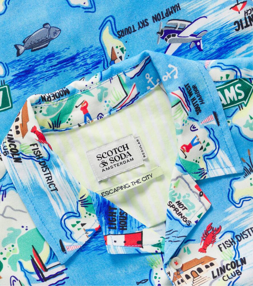 Scotch & Soda Bedrucktes Hemd Aus Jersey In Blau