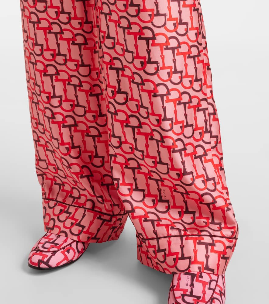 Gucci Women's Printed Silk Pants In Orange