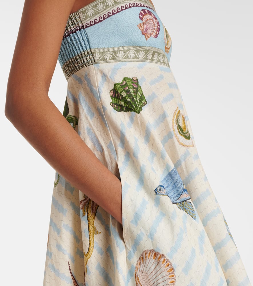 Alemais Bath House Linen Midi Dress In Multicoloured