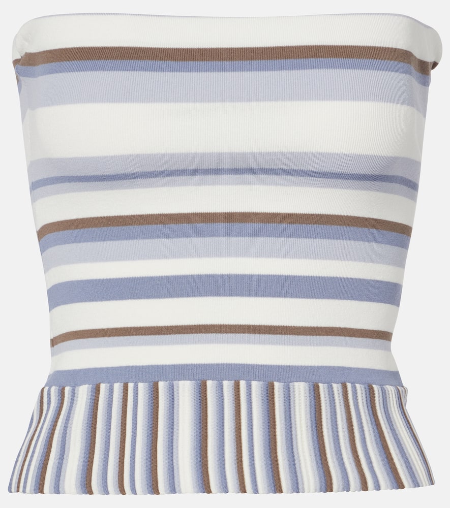 Citara striped cotton-blend tube top
