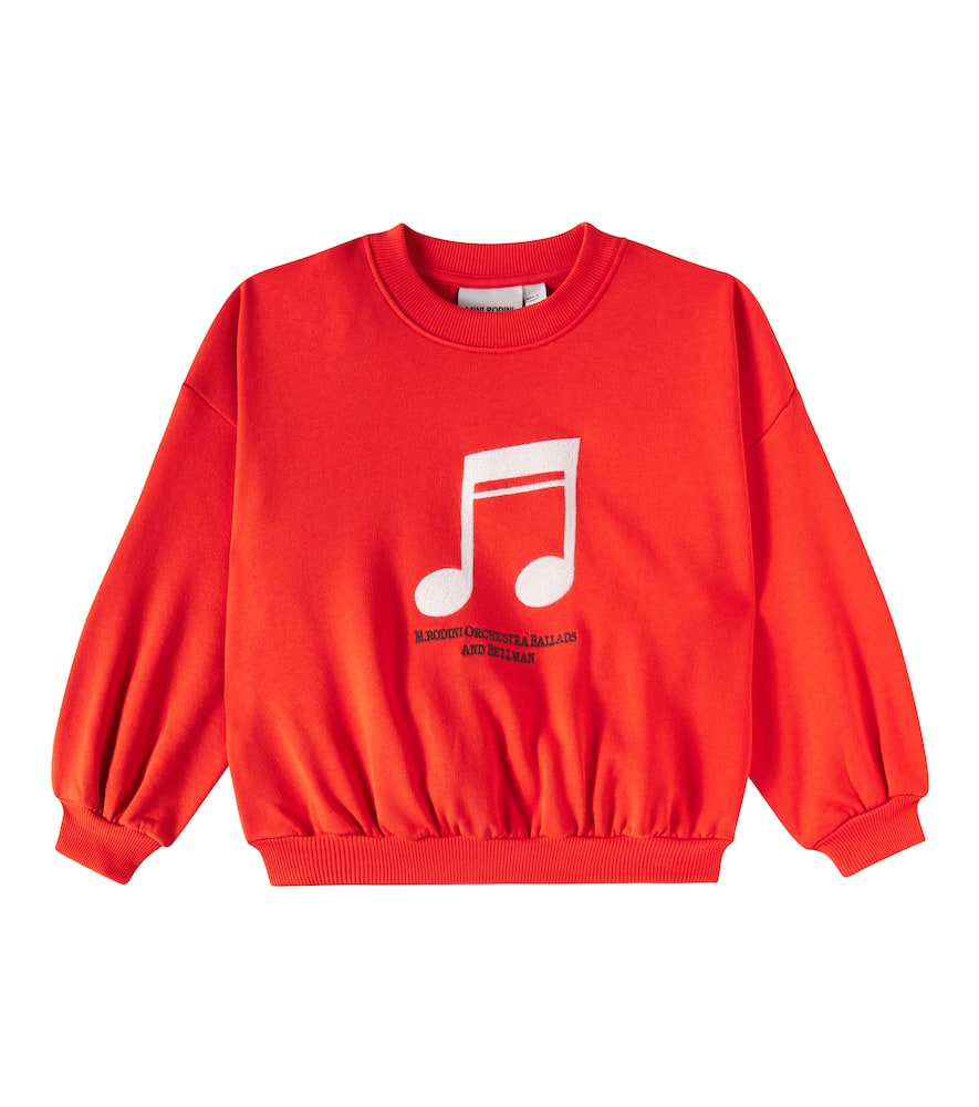 Mini Rodini Note Cotton Jersey Sweatshirt In Red