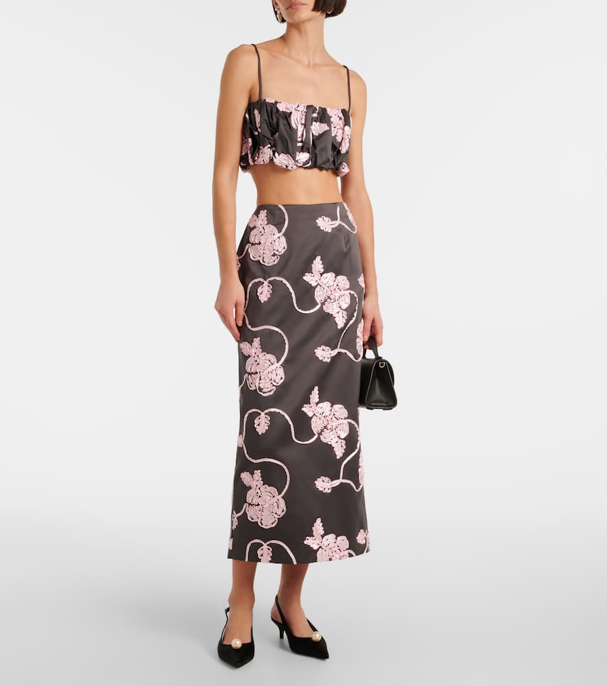 Rotate Birger Christensen Pinstripe Crop Top In Grey