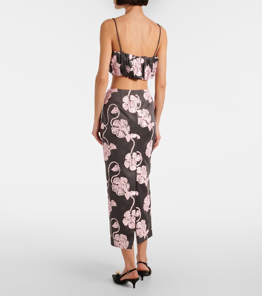 Rotate Birger Christensen Pinstripe Crop Top In Grey