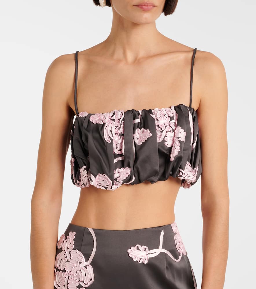 Rotate Birger Christensen Pinstripe Crop Top In Grey