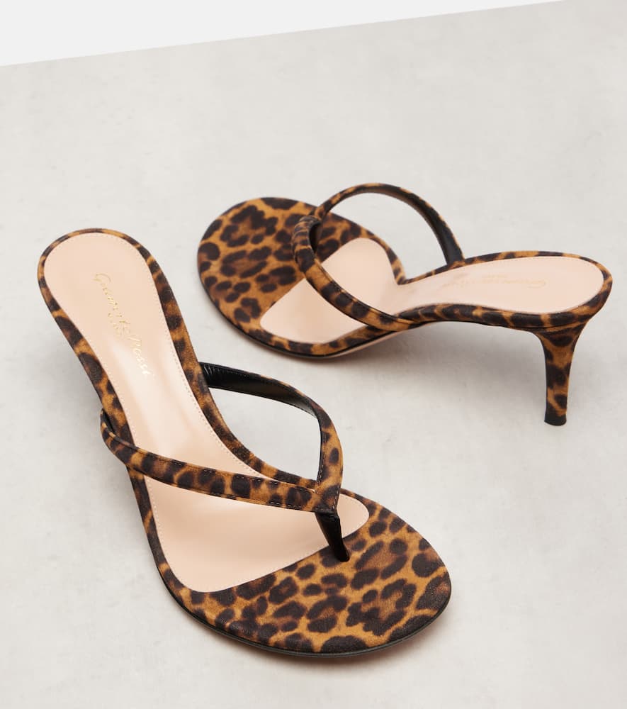 Gianvito Rossi Calypso 70 Suede Thong Sandals