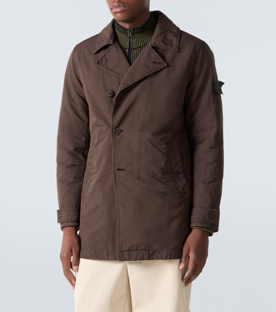 Stone Island Ghost Single-breasted Car Coat In Brown