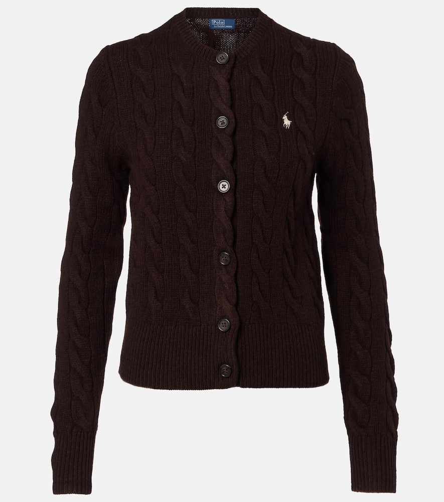 Polo Ralph Lauren Cable-knit Wool And Cashmere Cardigan In Brown