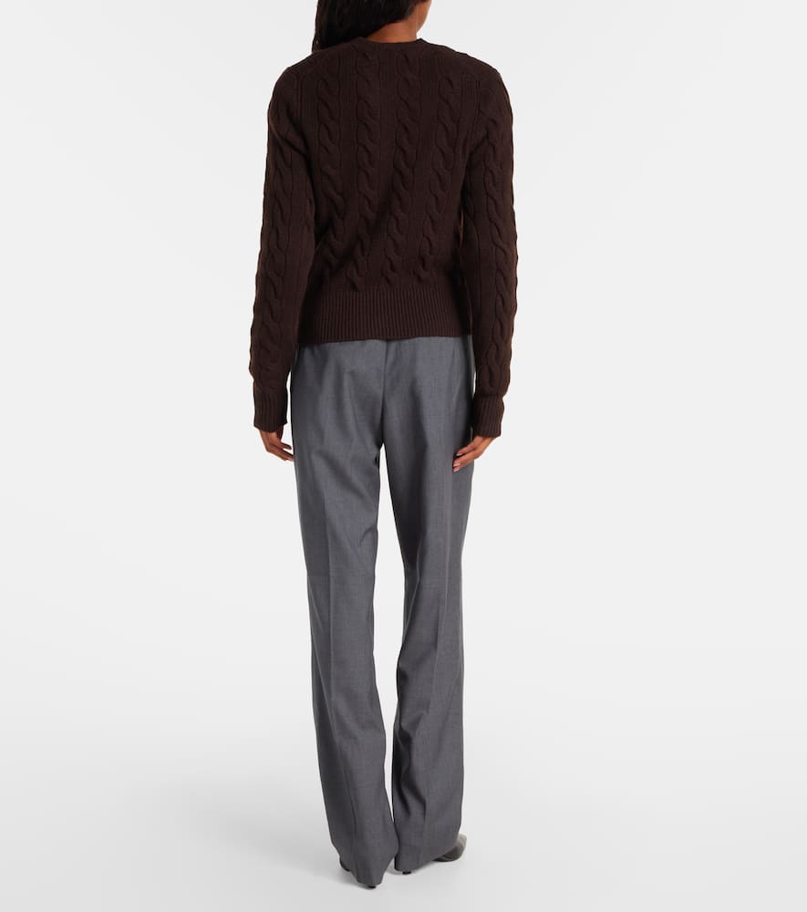 Polo Ralph Lauren Cable-knit Wool And Cashmere Cardigan In Brown