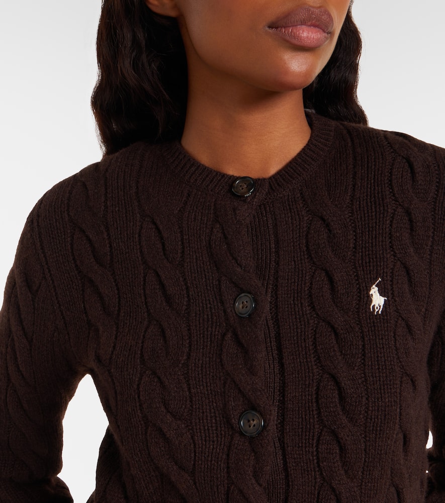 Polo Ralph Lauren Cable-knit Wool And Cashmere Cardigan In Brown