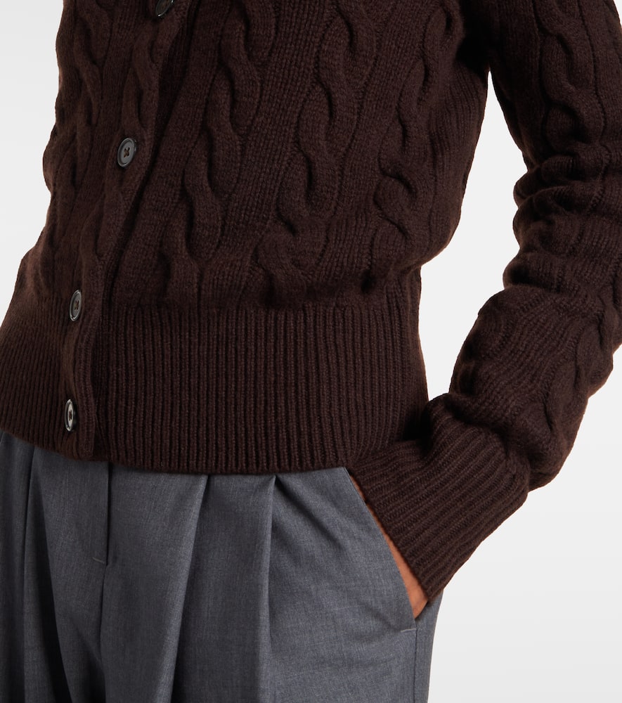 Polo Ralph Lauren Cable-knit Wool And Cashmere Cardigan In Brown