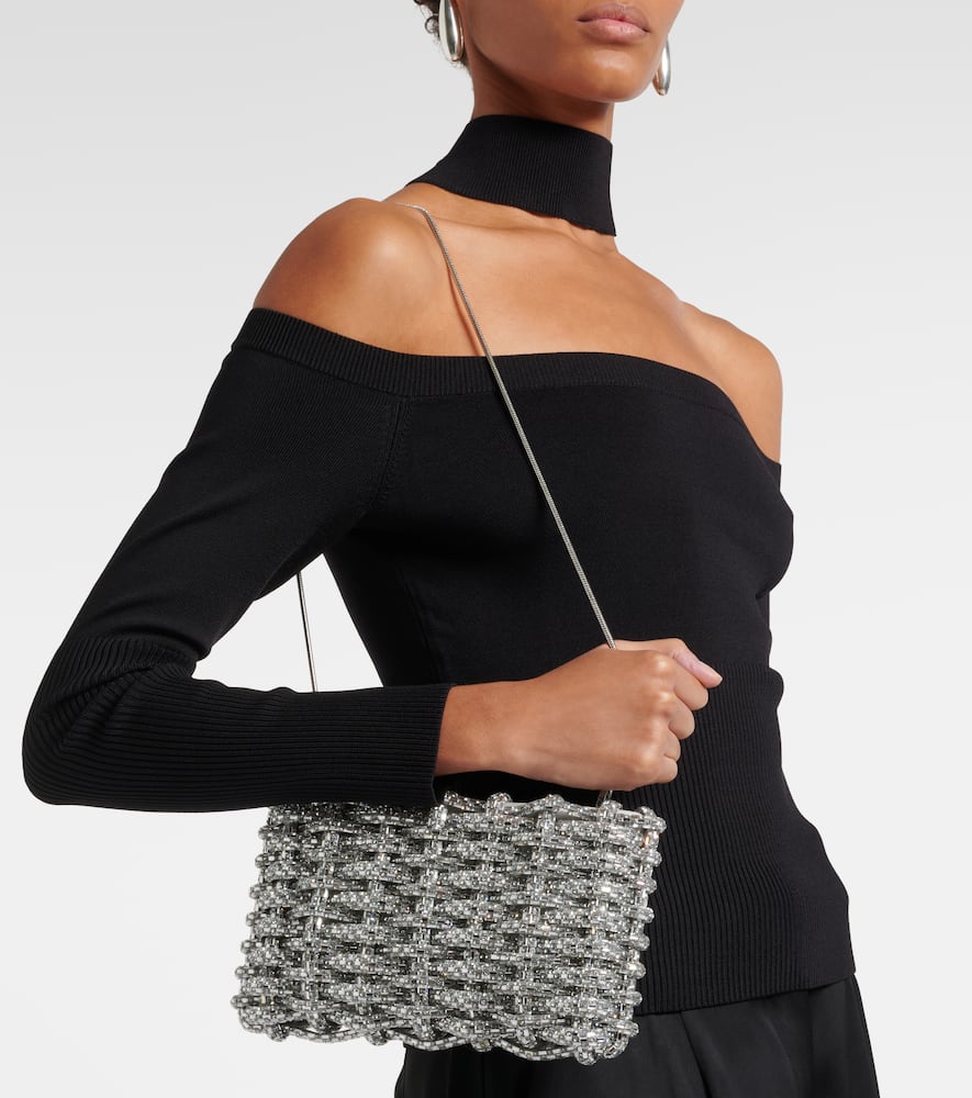 Simkhai Morgan Embellished Clutch In Silver