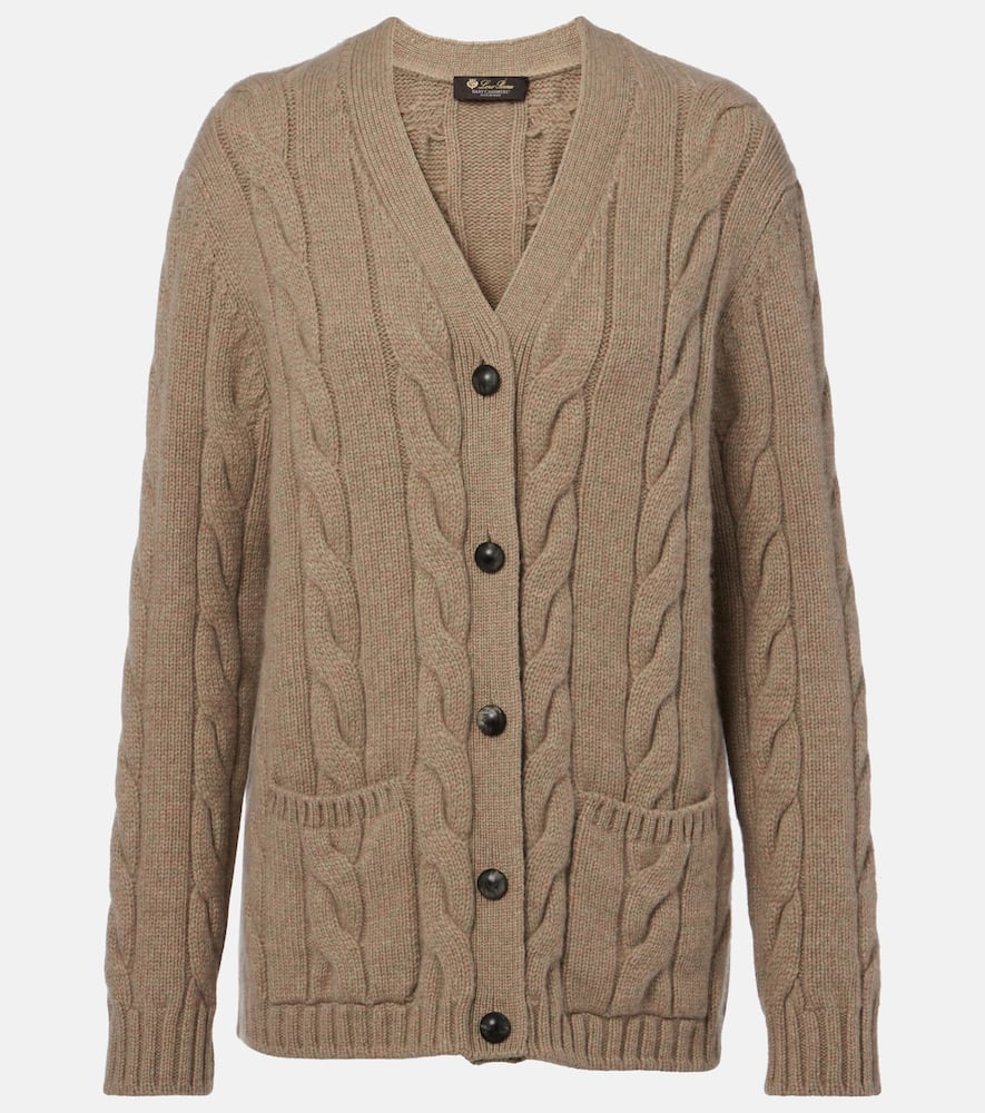 Loro Piana Napier Cable-knit Cashmere Cardigan In Green