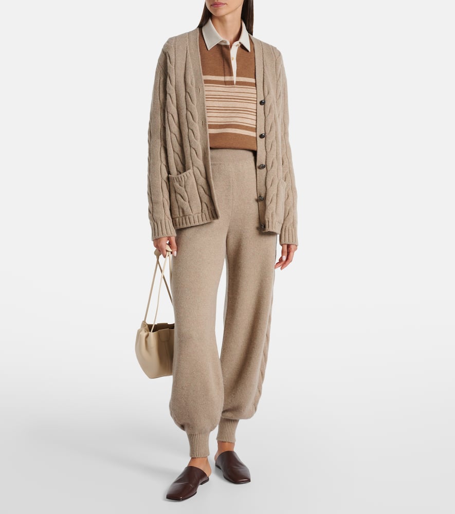 Loro Piana Napier Cable-knit Cashmere Cardigan In Green