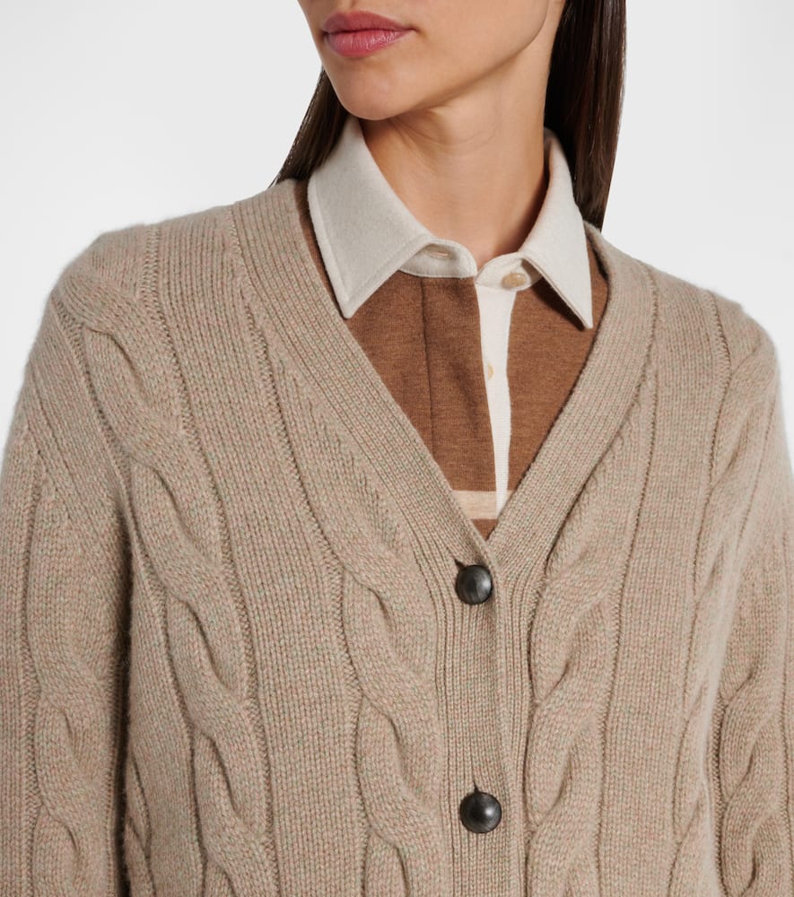 Loro Piana Napier Cable-knit Cashmere Cardigan In Green