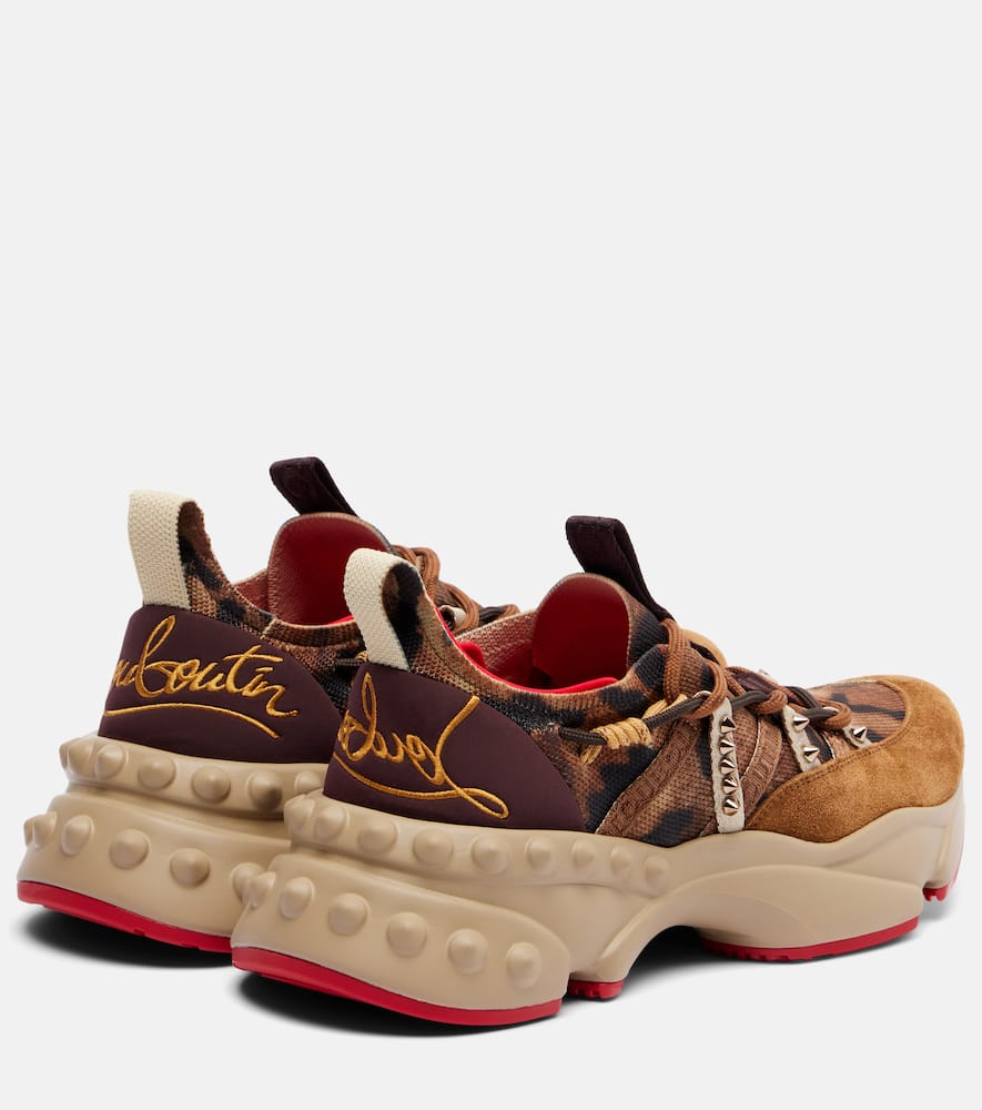 Christian Louboutin Trailrun Suede-trimmed Sneakers In Brown