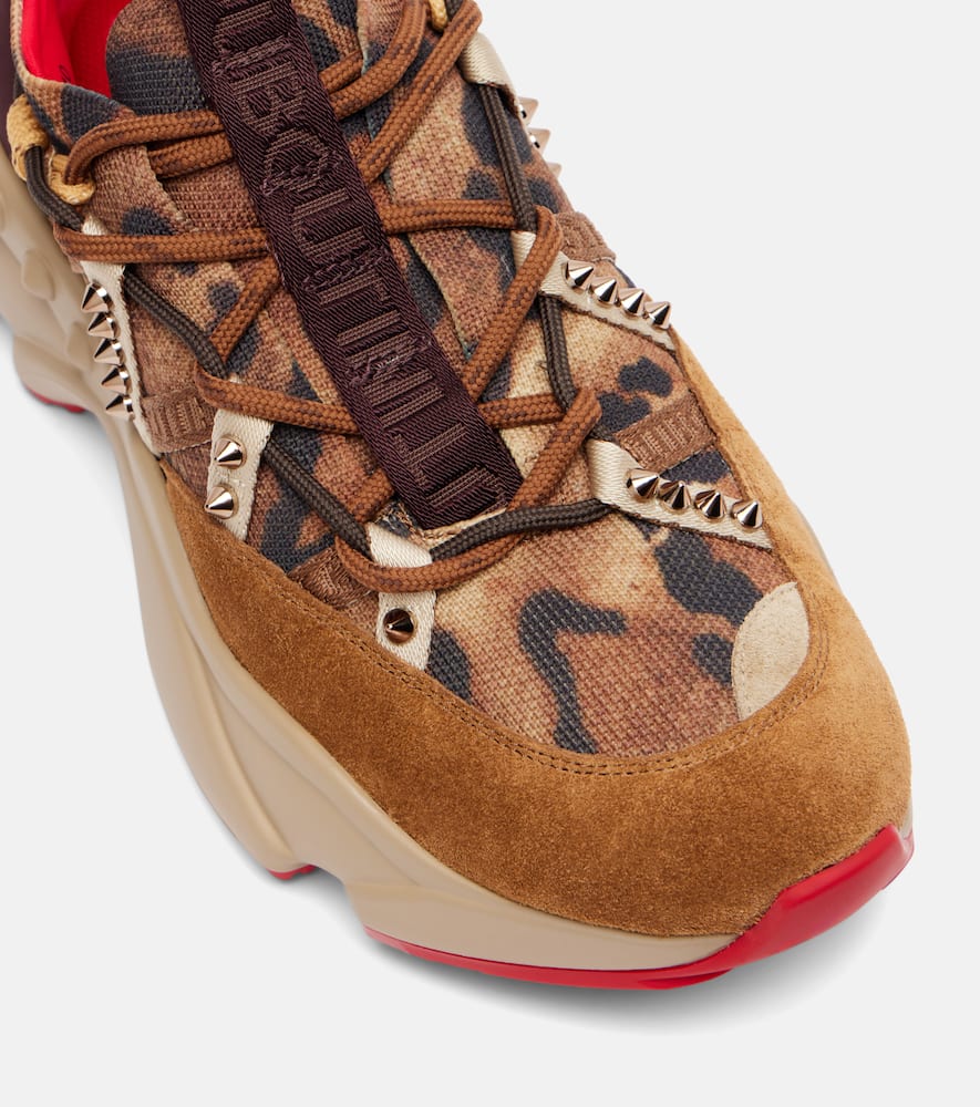 Christian Louboutin Trailrun Suede-trimmed Sneakers In Brown