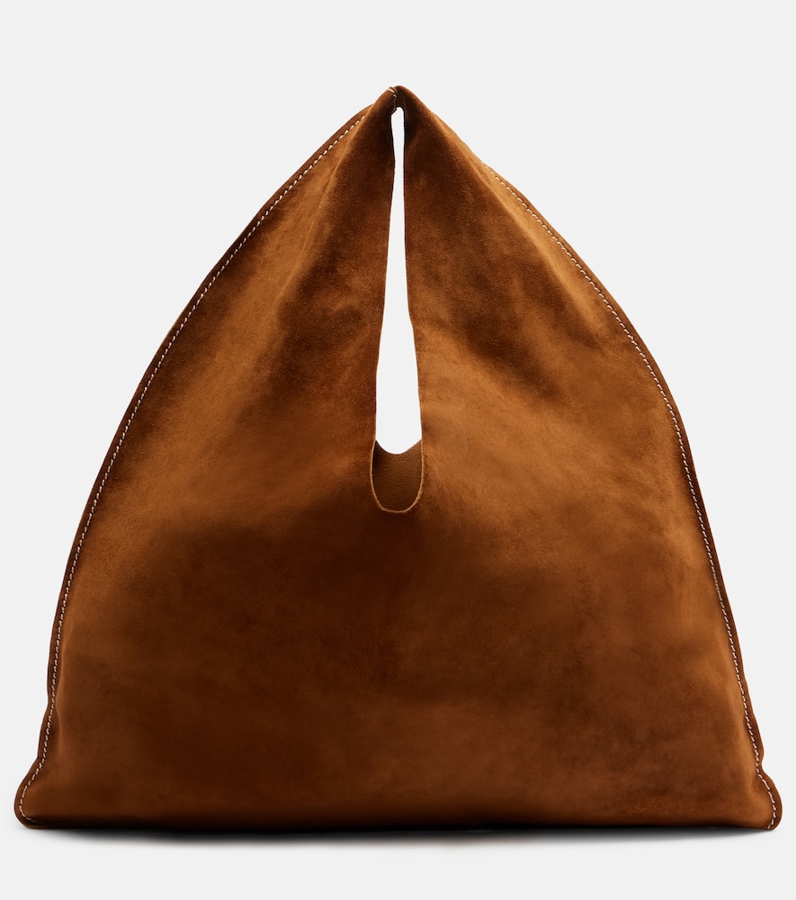 The Row Bindle Small Suede Tote Bag In Brown
