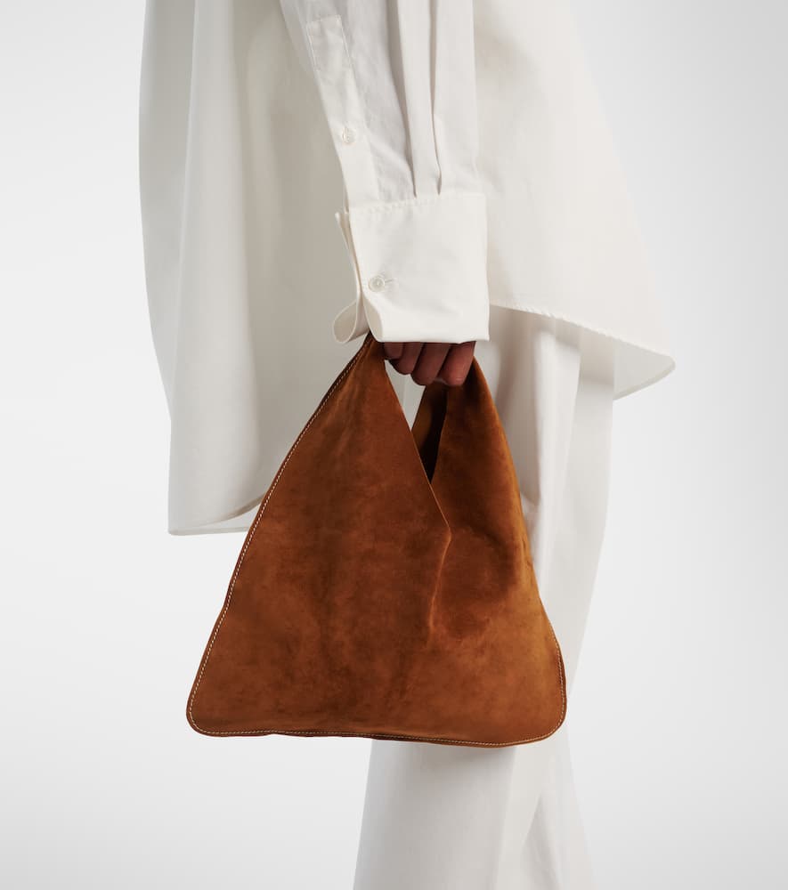 The Row Bindle Small Suede Tote Bag In Brown