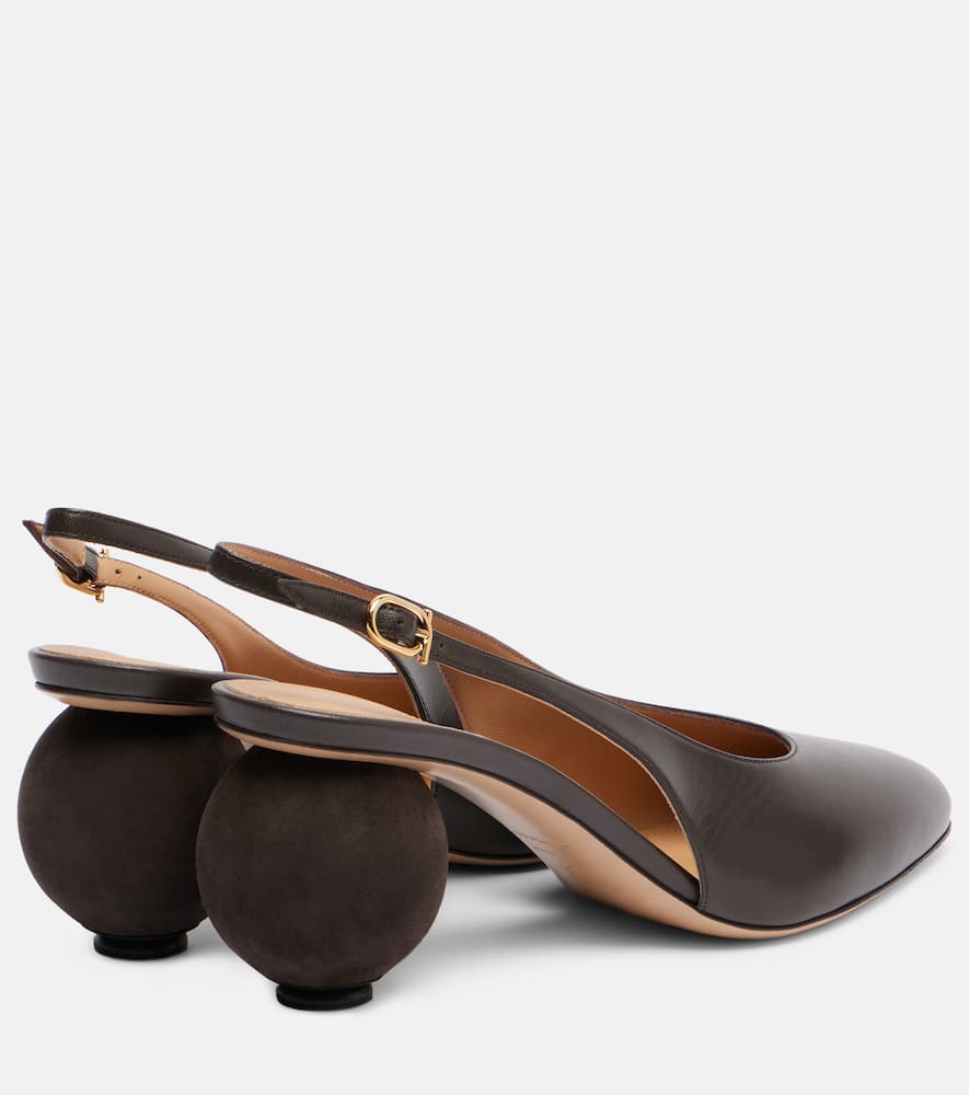 Ferragamo Tessie 70 Leather Slingback Pumps In Brown