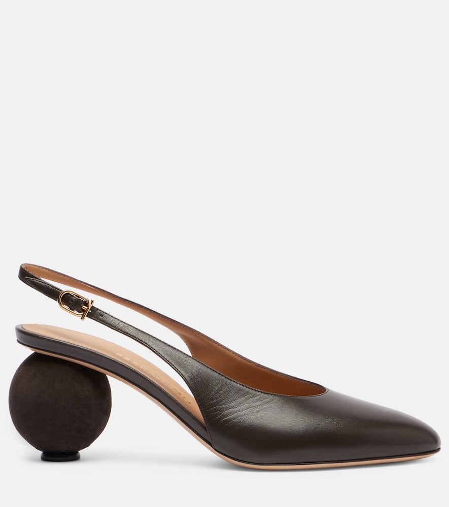 Ferragamo Tessie 70 Leather Slingback Pumps In Brown