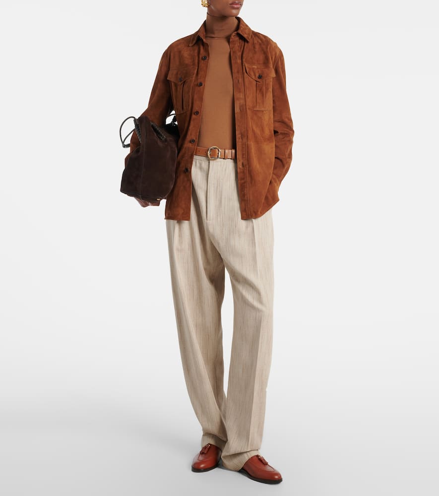 Ralph Lauren Landry Suede Shirt In Brown