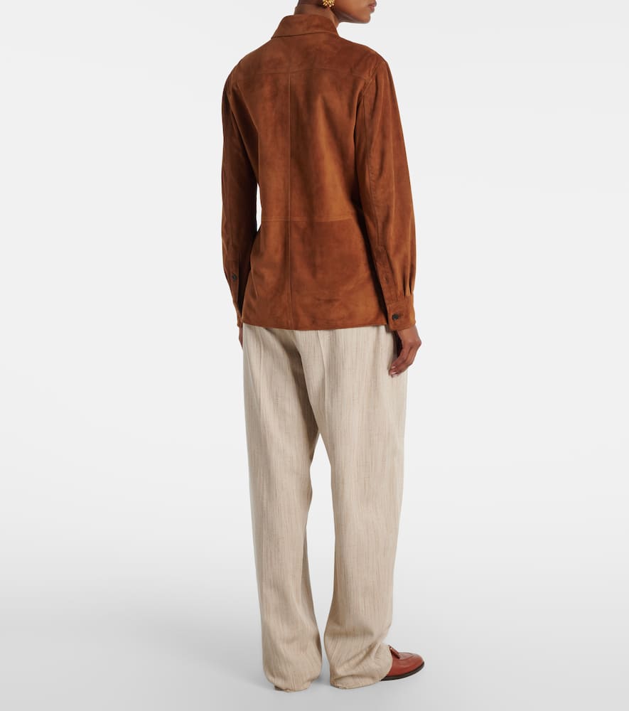 Ralph Lauren Landry Suede Shirt In Brown