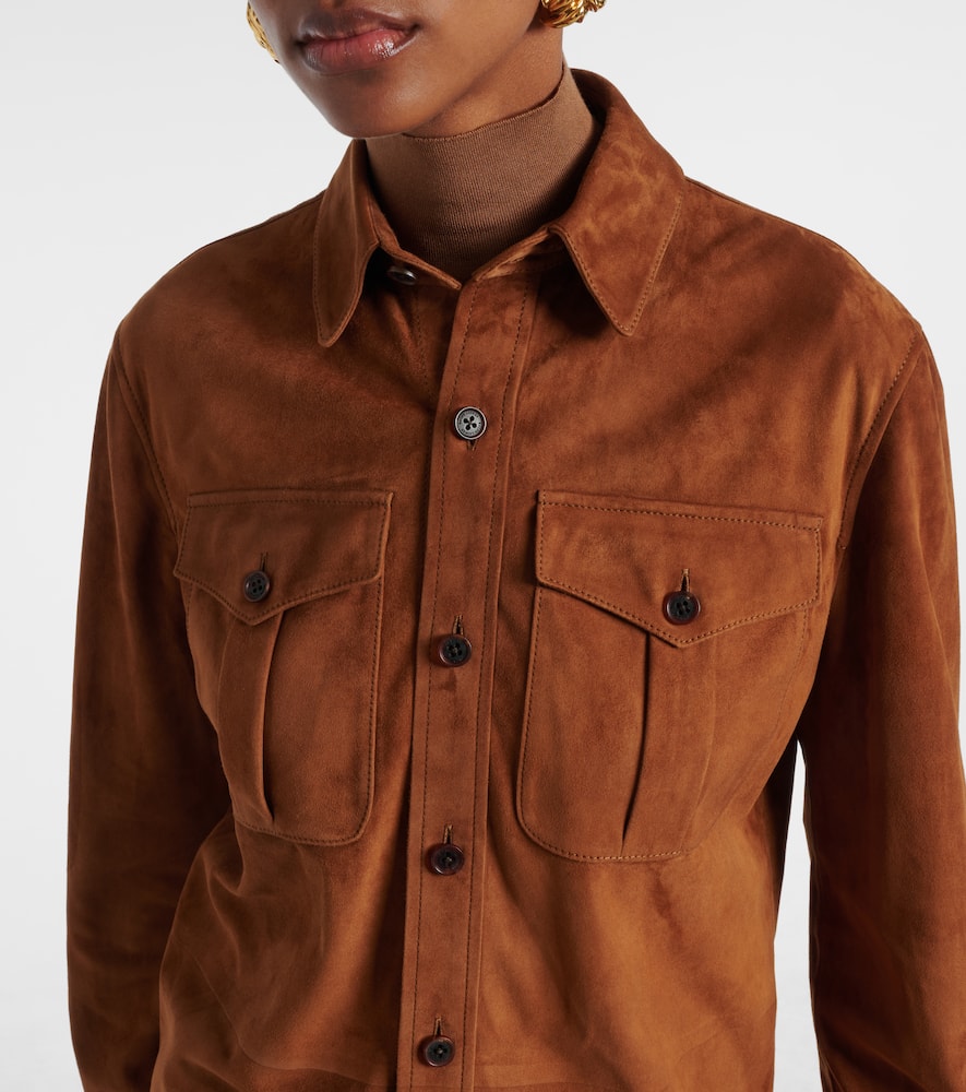 Ralph Lauren Landry Suede Shirt In Brown
