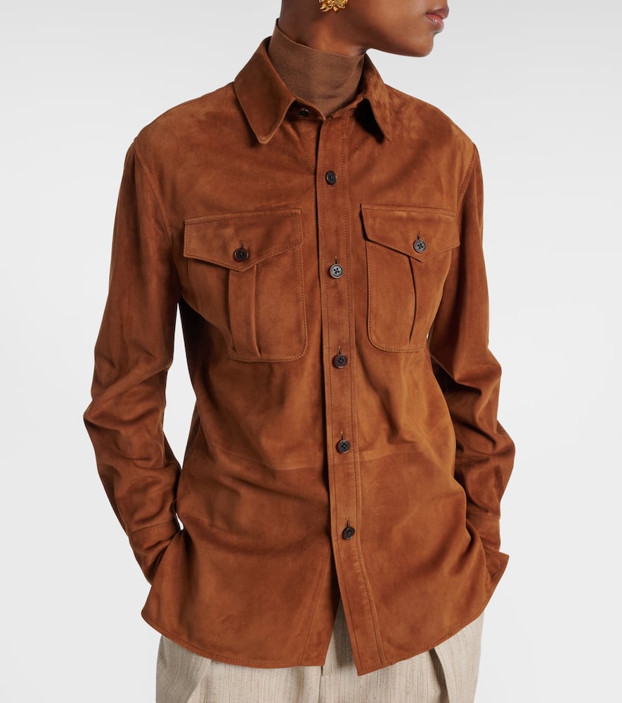 Ralph Lauren Landry Suede Shirt In Brown