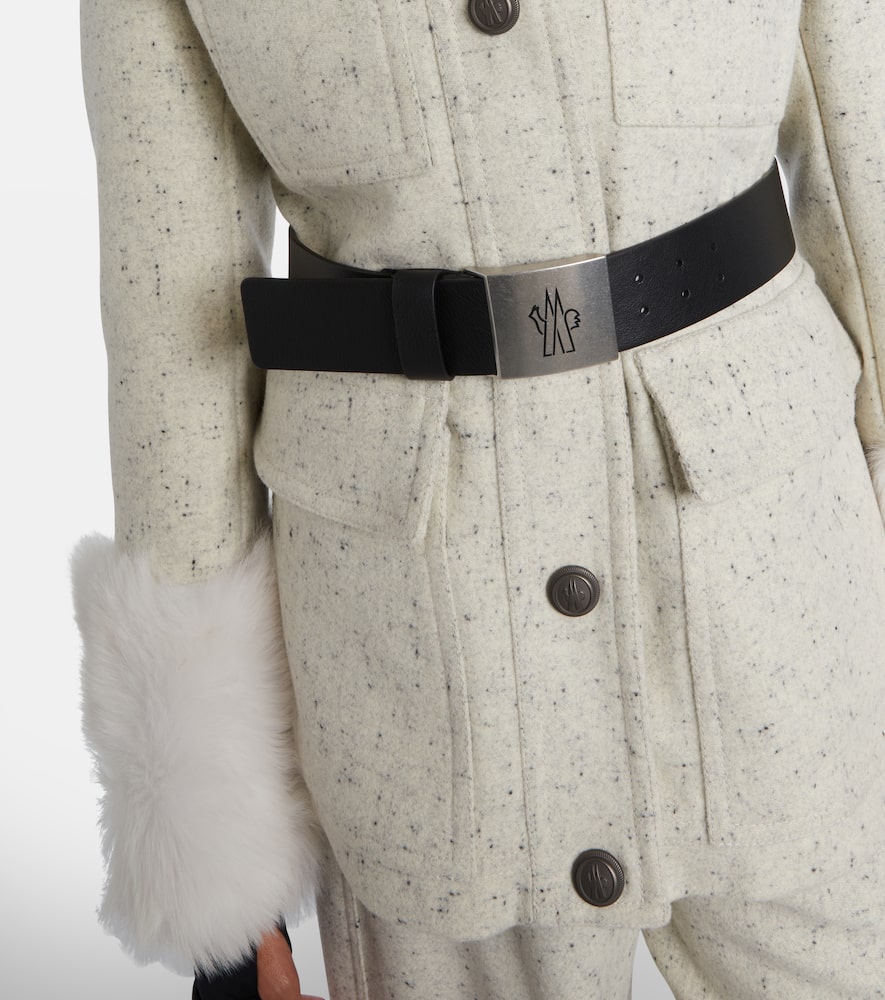 Moncler Devez Belted Shearling-trimmed Virgin Wool Down Ski Jacket In White