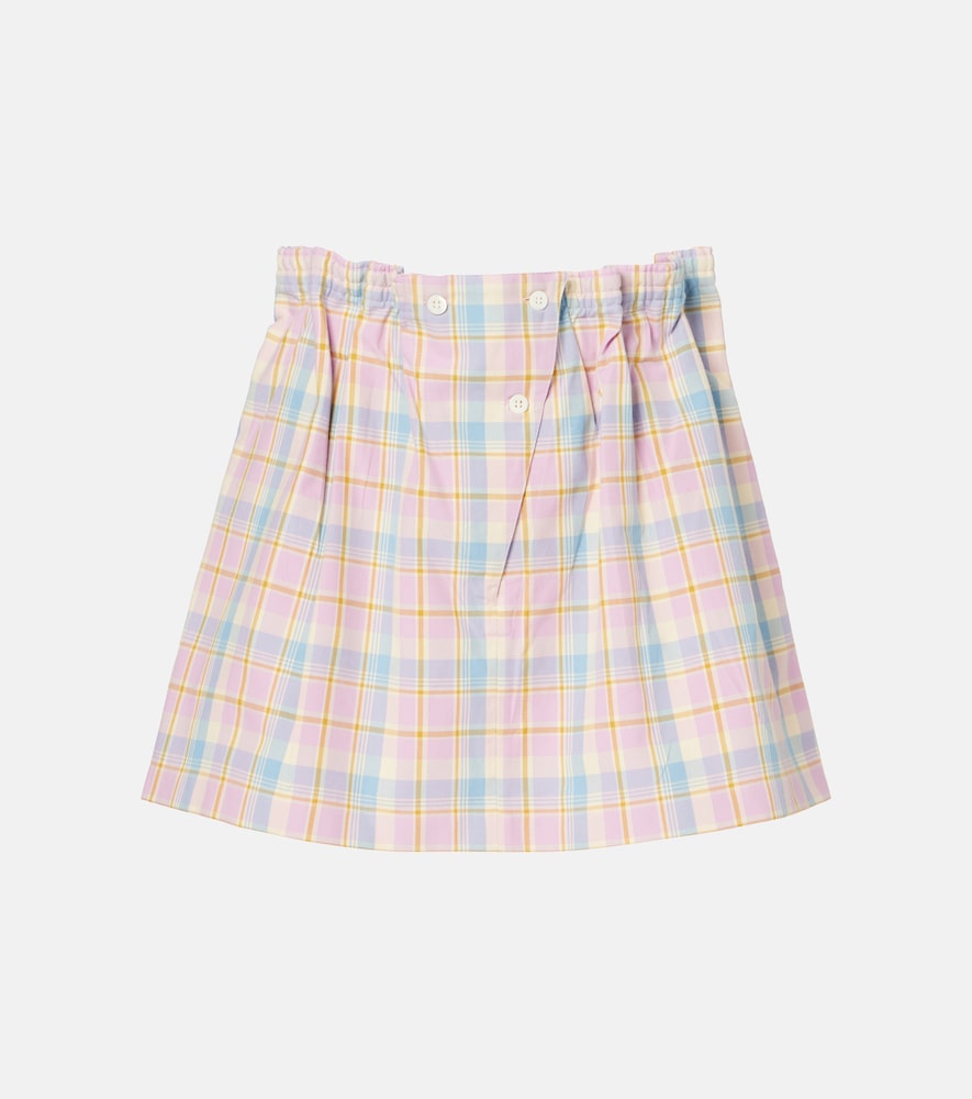 Prada Checked gathered cotton miniskirt