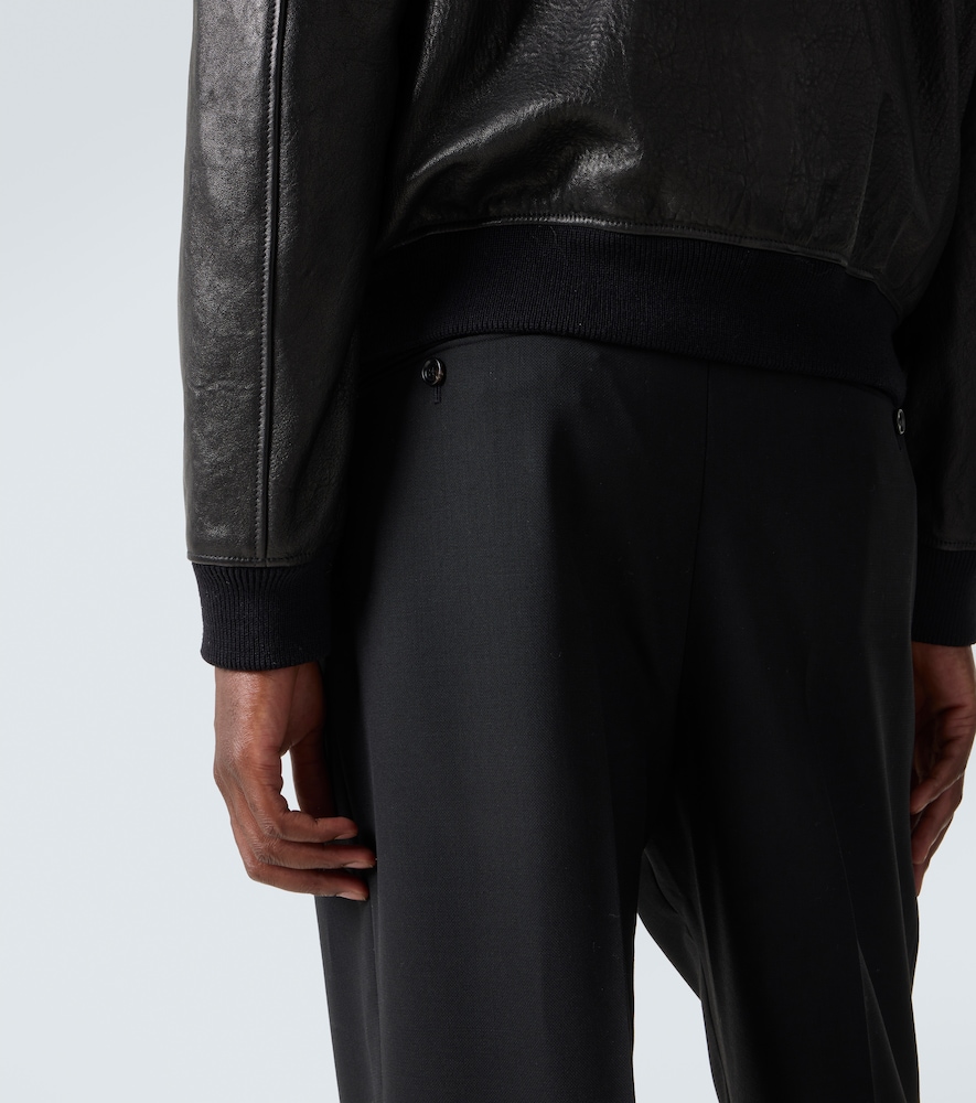 Saint Laurent Saint Laurent Shearling-trimmed Leather Bomber Jacket 